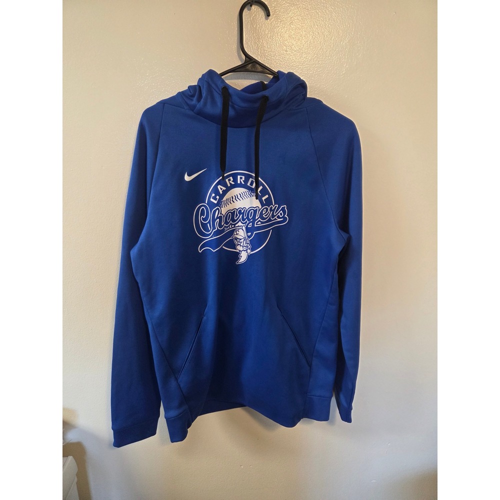 Nike Dri-FIT Carroll Chargers Baseball Hoodie Blue Mens Medium Sweatshirt